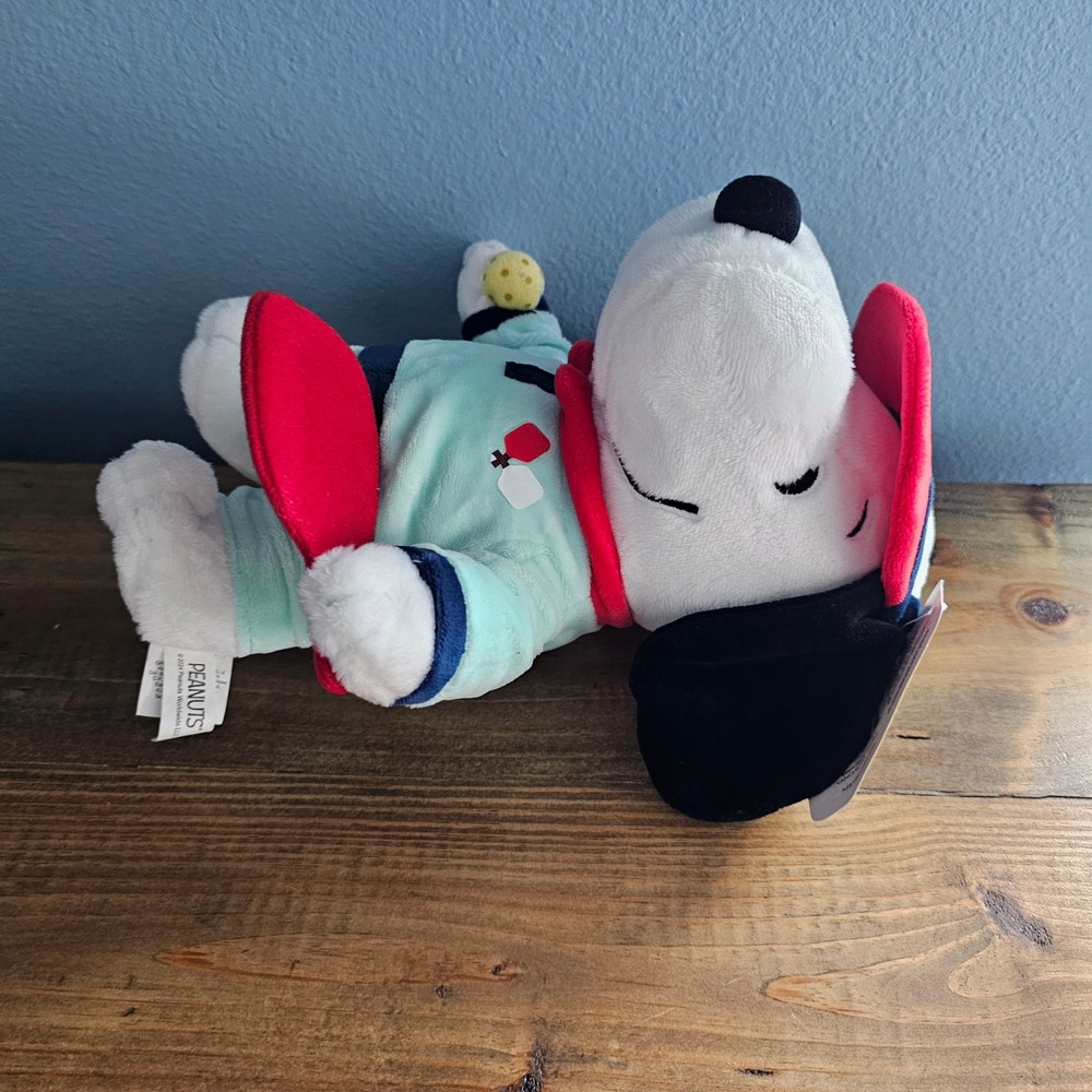 Peanuts Snoopy Pickleball Plush Toy Mint Green Tracksuit Red Visor Ruz 2024 11" - Picture 3 of 6